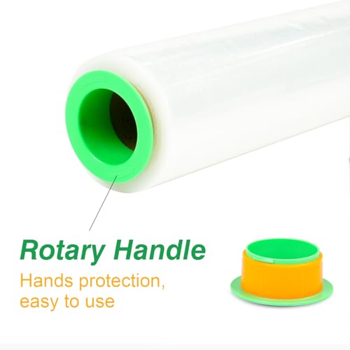 4 Pack Industrial Strength Clear Stretch Wrap Film 18" x 1000 Ft 80 Gauge Thick with Plastic Handle, Durable Self-Adhering Heavy Duty Shrink Plastic Wraps for Pallets Moving & Packing - color: Clear
