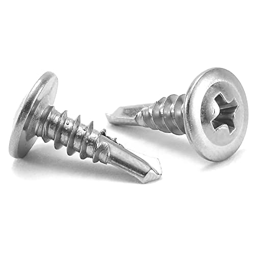 #8 x 5/8" Sheet Metal Screws 100PCS 410 Stainless Steel Truss Head Fast Self Tapping Screws by SG TZH - color: Silver, size: #8 x 5/8"