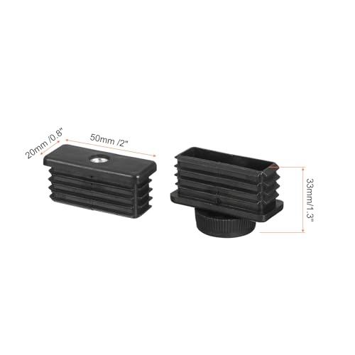 uxcell 4 Set Leveling Feet, 20x50mm Plastic Adjustable Furniture Leg Leveling Rectangle Tube Insert Screw-in Glide Levelers Fit Hole 20mm for Table Chair Furniture, Black - size: 20x50mm