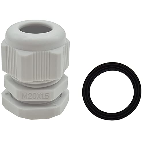 10 Pcs M20x1.5 Waterproof Cable Glands Joints Adjustable 6-12mm Cable Connectors Compression Cable Glands with Locknuts (IP68) - color: White