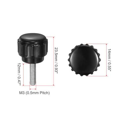 uxcell 8pcs Knurled Clamping Knobs M3 x 12mm Metric Male Thread 14mm Head - size: M3 x 12mm x 14mm