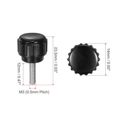 uxcell 8pcs Knurled Clamping Knobs M3 x 12mm Metric Male Thread 14mm Head - size: M3 x 12mm x 14mm