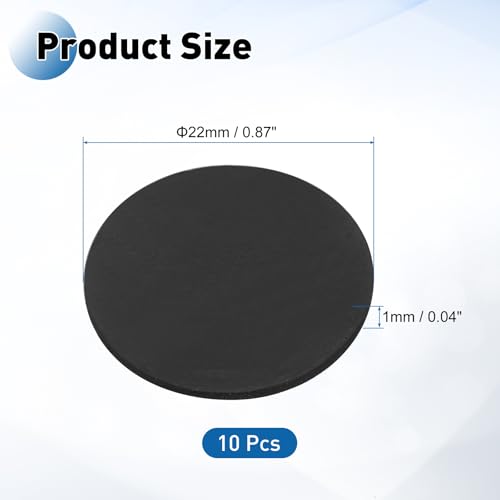 PATIKIL Rubber Solid Discs Washers 22mm OD x 1mm Thick 10 PCS - size: 22mm x 1mm
