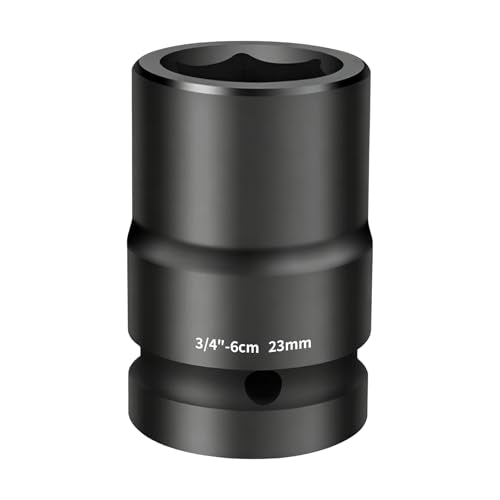 3/4-inch Drive Impact Socket, 1PC 23×60mm 6-Point CR-Mo Steel Deep Socket, Phosphated Rust Prevention Heavy-Duty Socket for Auto Repair - size: 23mm - Standard (60mm Length)