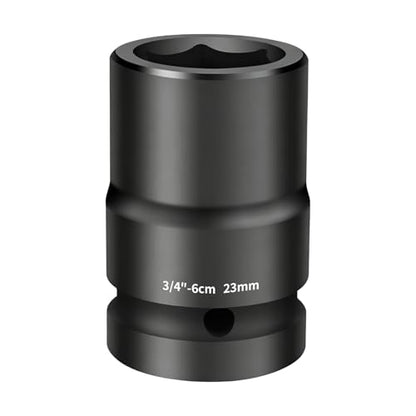 3/4-inch Drive Impact Socket, 1PC 23×60mm 6-Point CR-Mo Steel Deep Socket, Phosphated Rust Prevention Heavy-Duty Socket for Auto Repair - size: 23mm - Standard (60mm Length)