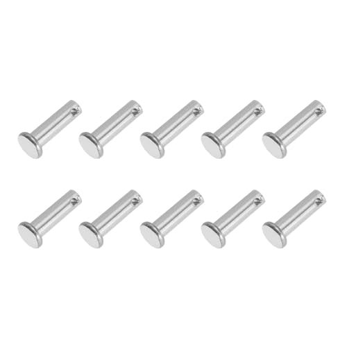 PATIKIL 6 x 20 mm Single Hole Clevis Pins, 10 Pcs 304 Stainless Steel Flat Head Pin for Hitch Pin Lock Link Hinge Systems, Silver - size: 6 x 20 x 16 mm