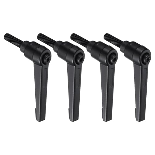 uxcell 4pcs Lever Adjustable Handles M6 x 20mm Metric Male Thread with Nuts Washers, Level Clamping Handle Set Hand Stud Knobs Rotating Screw Handles Bolts with Locking Lever, Black - size: M6 x 20mm