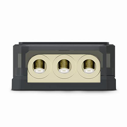 DS18 DB1030 Distribution Ground Block - 1 x 0GA in/ 3 x 0GA Out, Nickle Plated Internal Materials, High-Strength Heat Resistant Plastic Housing, Oversized Screws for Secure Connections (1 in 3 Out) - size: Single, style: 1X0GA in - 3X0GA Out