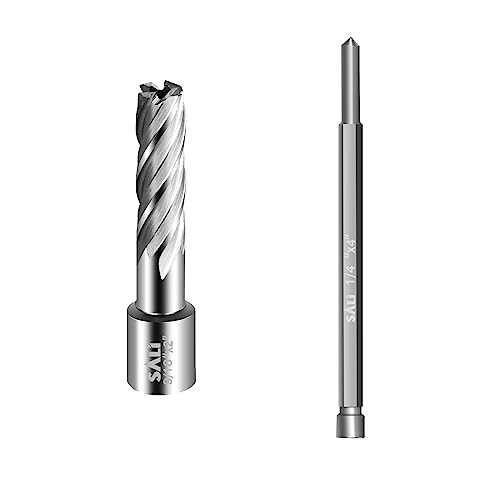 SALI Annular Cutter Diameter 9/16 Inch with Weldon Shank 3/4" (with 2 Flats) Cutting Depth 2" Mag Drill Bit for Magnetic Drill Press HSS Fully Ground Drill with One 1/4"*4" Pilot Pin… - size: 9/16"*2"