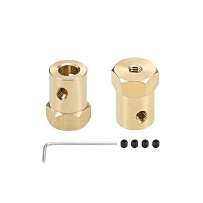 uxcell Hex Coupler 6mm Bore Motor Hex Brass Shaft Coupling Connector for Car Wheels Tires Shaft Motor 2pcs - size: 6mm