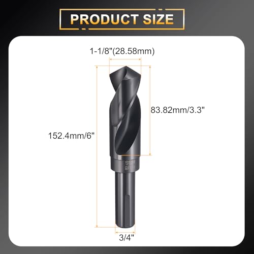 HARFINGTON 1-1/8" Drill Bit 3/4" Reduced Shank 3-Flat 4241 HSS 118° - size: 1-1/8" with 3/4" Shank