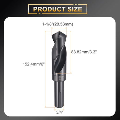 HARFINGTON 1-1/8" Drill Bit 3/4" Reduced Shank 3-Flat 4241 HSS 118° - size: 1-1/8" with 3/4" Shank