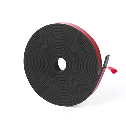 WochiTV Adhesive Solid Rubber Strips, 1/2" Wide x 1/16" Thick x 360" Long Self Stick Black Neoprene Rubber Rolls Perfect for DIY Insulation Cushion Gasket, Sealing, Liner, Weather Striping - size: 0.5" W X 360" L, style: 1/16" Thick Adhesive
