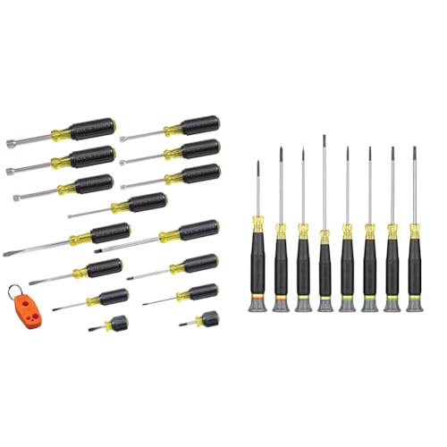 Klein Tools 80021 16-Piece Screwdriver Set with Magnetizer and Klein Tools 85617 8-Piece Precision Screwdriver Set