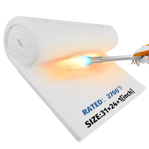 Ceramic Fiber Blanket, 31" × 24" × 1" (Thick), Rated to 2600°F - size: 31”×24”×1”/1 piece