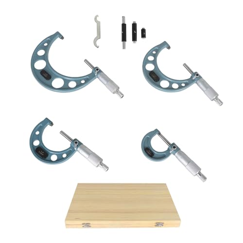 4Pcs Outside Micrometer Set 0-4 Inch C-Type Measuring Tool