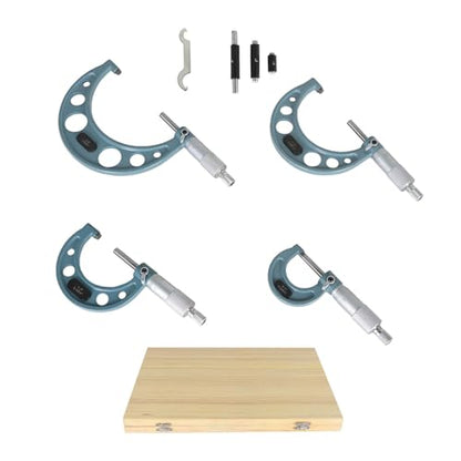 4Pcs Outside Micrometer Set 0-4 Inch C-Type Measuring Tool