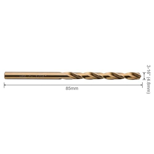 10 Pcs High Speed Steel 3/16 Inch Cobalt Drill Bit Set 4.8mm(3/16") Jobber Length Twist M35 Metal Drill Bit for Stainless Steel and Hard Metal Drill Bit Set - size: 3/16 In. (Pack of 10)