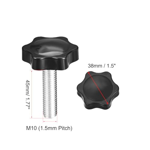 uxcell 2pcs 38mm Dia Plum Hex Shaped Grips Star Knob M10 x 45mm Male Thread - size: M10x45mm