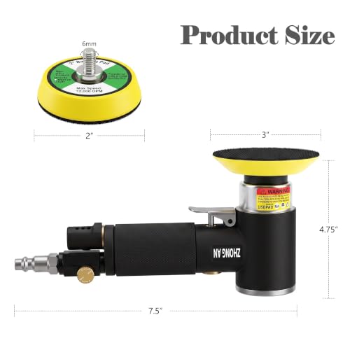 2 & 3 Inch Random Orbital Air Sander, 13,000 RPM Pneumatic DA Mini Sander Air Polisher Tool for Auto Detailing, Woodworking, Black - color: Black