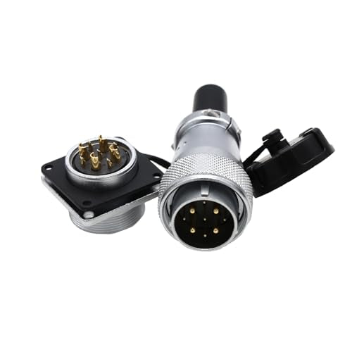 Weipu WS24 9-Pin Aviation Circular Connector, Panel Mount Bulkhead Solder Type, High Voltage Power Plug Socket, Industrial Automotive Electrical Connector - color: Male Plug and Female Socket, size: 9 Pin