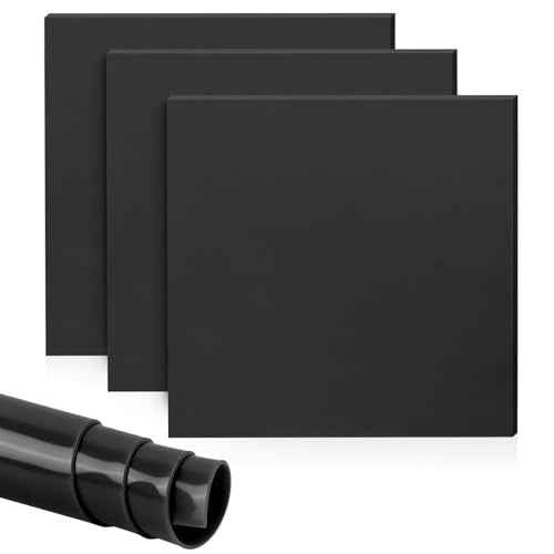 3 Pack Silicone Rubber Sheeting, 11.5" x 11.5" x 1/24" Thick, Flexible Heat Resistant Silicone Gasket Sheet, 60A Durometer for Seals, Pads, Insulation, DIY Craft Projects - color: Black