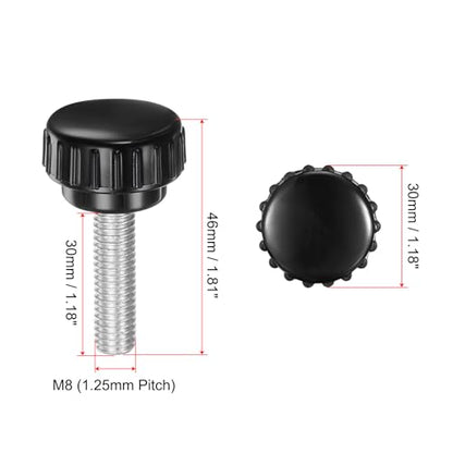 uxcell 4pcs Knurled Clamping Knobs M8 x 30mm Metric Zinc Plated Carbon Steel Male Thread Thumb Screw on Type 30mm Plastic Round Head Threaded Hand Bolt Stud Knobs Black - size: M8 x 30mm x 30mm