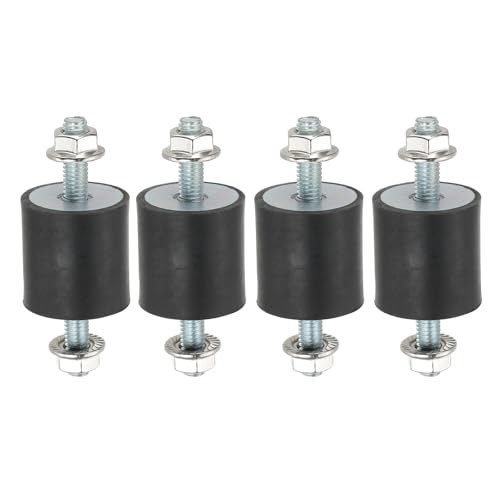 PATIKIL M6 25x20mm Rubber Isolator Mounts, 4 Pcs Rubber Studs Shock Absorber Anti-Vibration Isolation Damping Mounts with Lock Nuts for Motor, Air Compressor, Engines (56mm Height) - size: M6-25x20x56mm