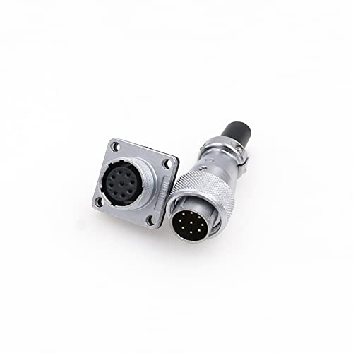 WS16 9 Pin Aviation Connector Waterproof Plug Male Female Square Socket Metal Threaded Signal LED Industrial Equipment - size: 9Pin