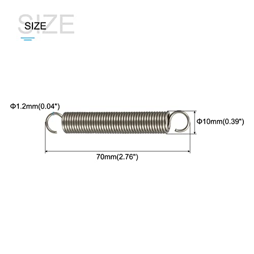 METALLIXITY Extension Spring (1.2x10x70mm/0.047"x0.39"x2.76") 5Pcs, Stainless Steel Tension Spring Wire - for Home Repair Construction Machinery - size: 0.047"x0.39"x2.76"