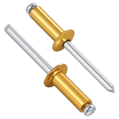 Wensilon (130 Pcs)1/4"x5/8" Golden Aluminum blind pro Rivets,Golden Aluminum Grip and Steel Mandrel - color: Golden Aluminum, size: 1/4"x5/8"