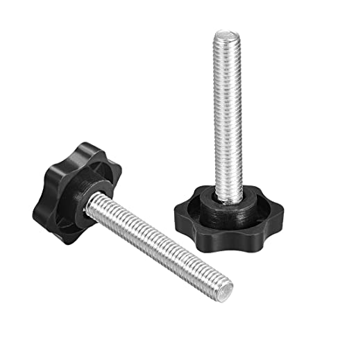 uxcell Clamping Screw Knob, 38mm Dia Plum Hex Shaped Grips Star Knob M8 x 60mm Male Thread, 2pcs - size: M8x60mm