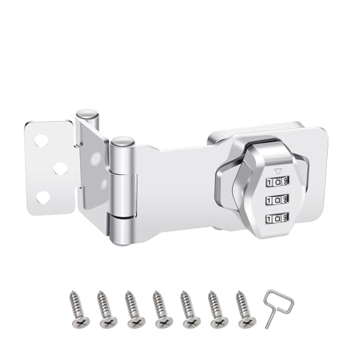1 Pack Password Rotary Hasp Locks, Collapsible Solid 304 Stainless Steel - color: 1 Pack(Combination Lock) White