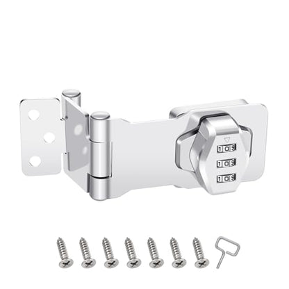 1 Pack Password Rotary Hasp Locks, Collapsible Solid 304 Stainless Steel - color: 1 Pack(Combination Lock) White