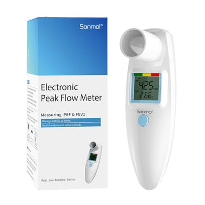 Sonmol Digital Peak Flow Meter PEF FEV1 Tester with Color Indicators
