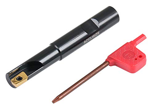Accusize Industrial Tools 1/2'' 90 Deg Square Shoulder Indexable End Mill, 3-1/4'' Overall Length, Apkt11t3 Carbide Insert, 1 Flute, 0056-0914 - size: 1/2" Cut, 1/2" Shk, 1 Fl