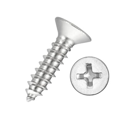 50pcs Phillips Flat Wood Screws #10x3/4 316 Stainless Steel Silver - size: #10x3/4"