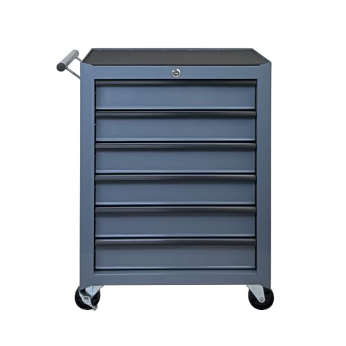 Rolling Metal Tool Chest with 6 Drawers, 20" 6-Drawer Tool Chest Cabinet with Ball Bearing Drawer Slides, Steel Tool Storage Box Organizer -Grey - color: Gray-6