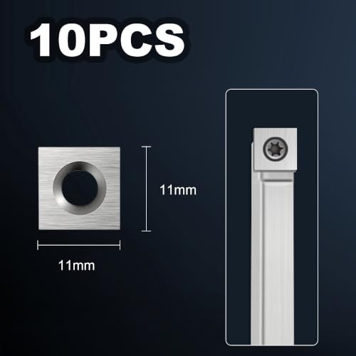 10PCS Square Corners Carbide Inserts 4 Edges, 11x11x1.5mm Replacement for Woodworking Fits Spiral Helical Planer Cutter Head - size: 10PCS Square