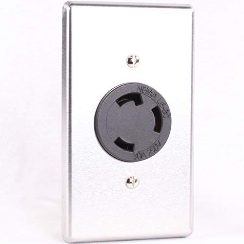 Journeyman-Pro 2620, NEMA L6-30R, 30A 250 Volt, Flush Mounting Locking Receptacle Socket/Outlet, Black Industrial Grade, Grounding Welding/Generator Rated 7500 Watts (1, 2620 w/SS Faceplate) - size: 2620 w/SS Faceplate