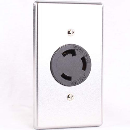 Journeyman-Pro 2620, NEMA L6-30R, 30A 250 Volt, Flush Mounting Locking Receptacle Socket/Outlet, Black Industrial Grade, Grounding Welding/Generator Rated 7500 Watts (1, 2620 w/SS Faceplate) - size: 2620 w/SS Faceplate