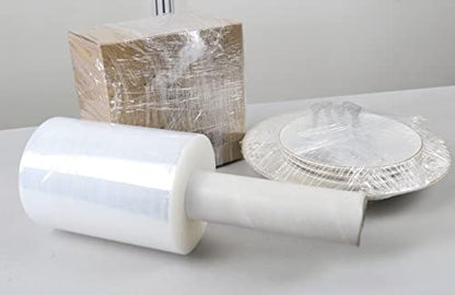 BOMEI PACK 4Pack Industrial Mini Clear Stretch Wrap with Handle 5" 1000ft 80 Gauge for Pallet Wrap, Durable Self-Adhering Plastic Wrap for Packing, Moving, Heavy Duty