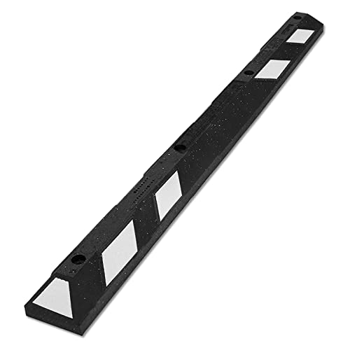 SmartSign Rubber Parking Curb - Heavy Duty Parking Stop with White Reflective Stripe Chevrons, 72" Long (6ft), Wheel Stop for Parking Lot/Garage/Cars/Trucks, Pre-Drilled Holes, Pack of 1, Black/White - color: Black and White Pack of 1