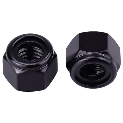 EASTLO 100 pcs M5 Lock Nuts Black, Nylon Insert Locknuts 304 Stainless Steel A2-70 Grade, Self Clinching Nuts, Coarse Thread - size: M5