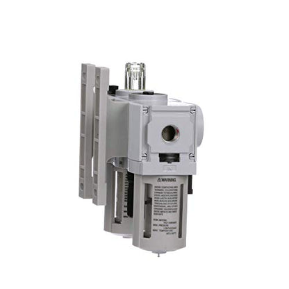 PneumaticPlus PPC2-N02G Mini Compressed Air Filter Regulator Lubricator Combo 1/4" NPT - Poly Bowl, Manual Drain, Embedded Gauge