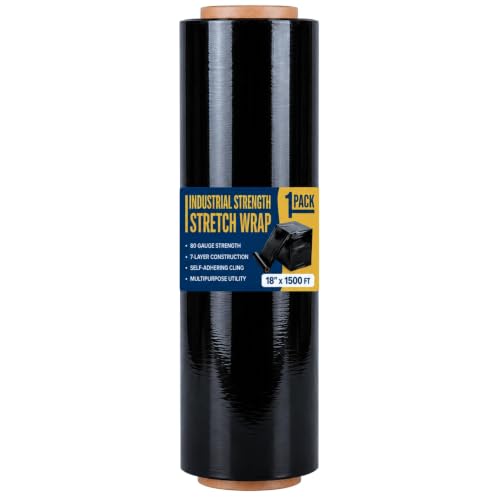 Rockin Rolls Stretch Film Pallet Wrap, Black, 18"x1500ft, 80 Gauge, 1 Roll - color: Black, size: 1 Roll