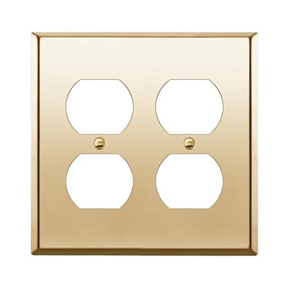 ENERLITES Double Duplex Receptacle Metal Wall Plate, 2-Gang Polished Brass - color: Polished Brass, size: Standard Size