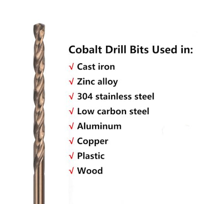 5/32 in. x 12 in. Cobalt Aircraft Extension Drill Bits Set(5PCS), M35 High Speed Steel Drill Bit Extra Long Deep Hole Drilling for Stainless Steel, Plastic and Wood - size: 5/32"x12"(5PCS)