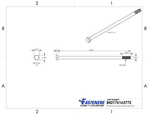 5/16-18 x 8" Hex Head Cap Screw Bolts, External Hex Drive, Stainless Steel 304, Partially Threaded, Stainless Steel, Quantity 5 - size: 5/16-18 x 8 Inch (5 Pack)