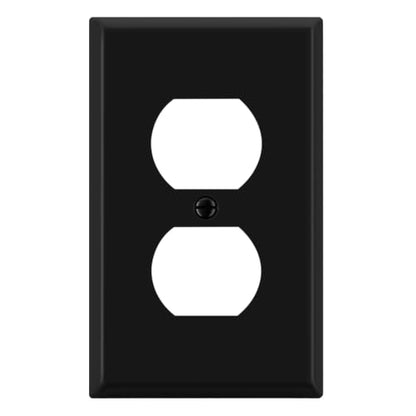 ENERLITES Duplex Receptacle Outlet Metal Wall Plate, 1-Gang, Black Matte - color: Black Matte, size: Standard Size